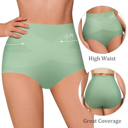 Women's High Waisted Underwear Slightly Tummy Control Panties 4 Pack - color: Multicolor, size: Large