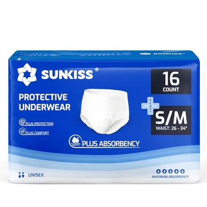 SUNKISS TrustPlus Unisex Incontinence Underwear, Small/Medium, 16 Count - size: Small/Medium