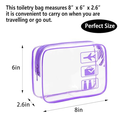 Clear Makeup Bags Toiletry bags Quart Size Travel Bag,6 Packs - color: 6Color-6pc
