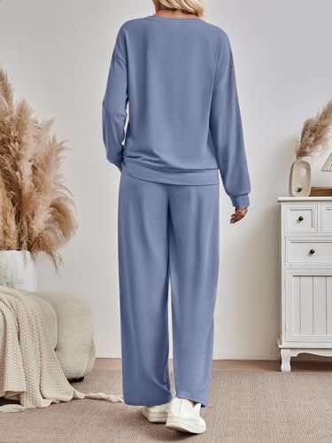 AUTOMET Womens Sweatsuits 2 Piece Lounge Matching Sweat Sets Fall Outfits - color: Blue, size: X-Large