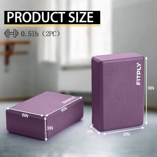 Yoga Blocks 2 Pack - Non-Slip Yoga Brick & Foam Blocks Yoga Set, High-Density Pilates Block for Stretching, Meditation, and Exercise Blocks Foam, Ideal for Deep Poses - color: Purple