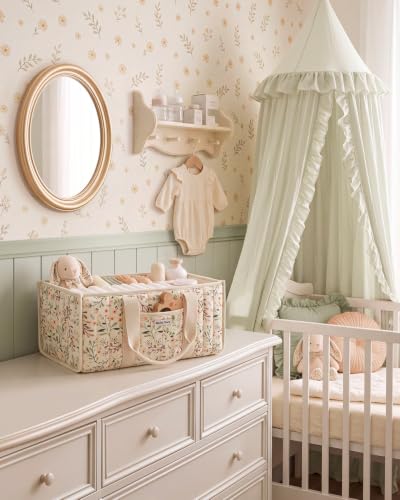Blissful Diary Baby Diaper Caddy Organizer, Nursery Storage, Ditsy Daisy - color: Ditsy Daisy