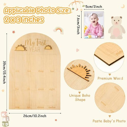 R HORSE 3D My First Year Photo Frame Board Fits 2 x 3 Inch Photo Display - color: Boho Sun