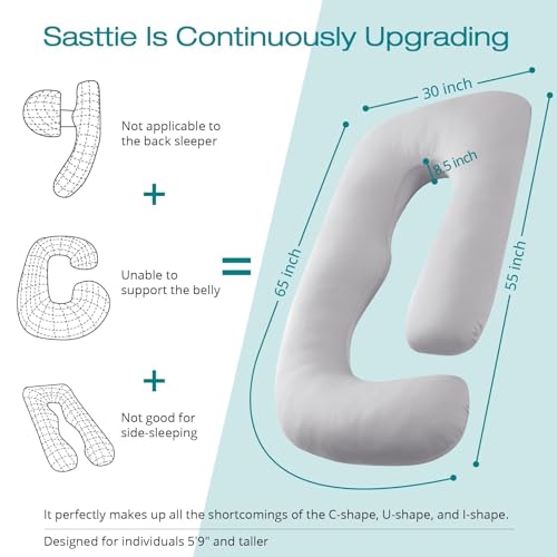 Cooling Pregnancy Pillows for Sleeping, 65'' Full Body Pillow, Light Grey - color: Light Grey, size: 65 Inch