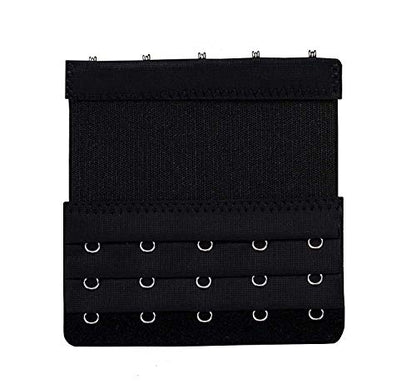 Elastic Bra Extender Strap 5 Hook 3 Row 3/4" Plus Size Bra Extension Band - color: 6pcs Bra Extenders (Black)