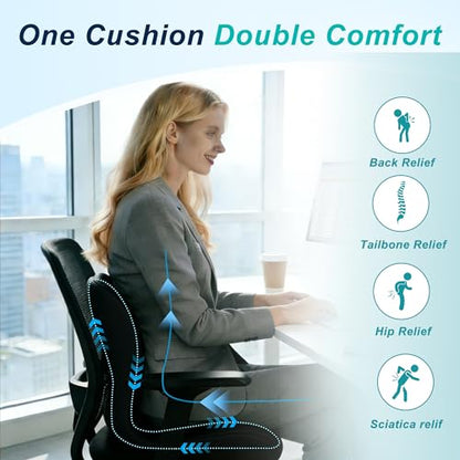 Seat Cushion for Office Chair, Ergonomic Cushion with Lumbar Support Pillow - color: Black