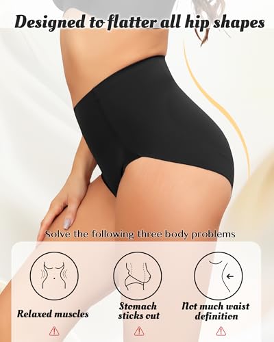 LEVAO Women's Tummy Control Underwear High Waisted Seamless Panties 4 Pack - color: Black, size: Small