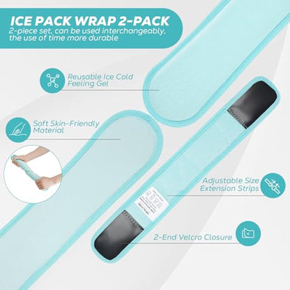 Neck Ice Pack Wrap, Reusable Cold/Hot Gel for Neck Pain, Icebluex2 - color: Iceblue+iceblue