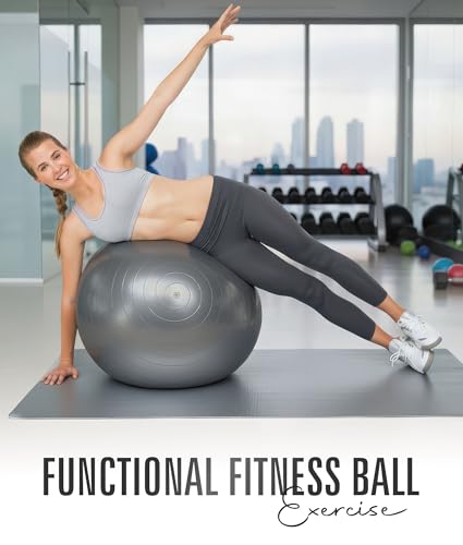 ROMIX Exercise Ball, Anti-Burst Yoga and Birthing Ball with Pump, Home Use - color: Silver