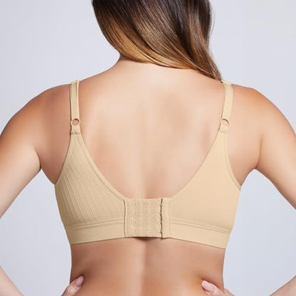 BUMPSUIT Ultimate Nursing Bra - Postpartum Seamless Maternity Nursing Bralette | Nursing Bras for Breastfeeding and Pumping - color: Beige, size: Medium-Large