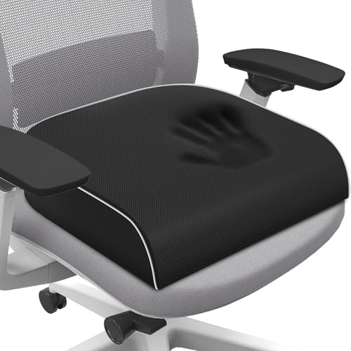 SweetSlubr Memory Foam Seat Cushion, Office Chair Cushion, 3-Inch, Large - color: Black, size: Large