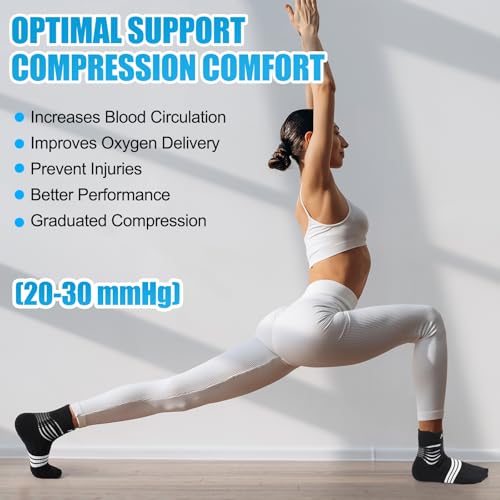 NEENCA Professional Compression Socks for Women Men Circulation, 20-30 mmHg - color: Black White, size: Large