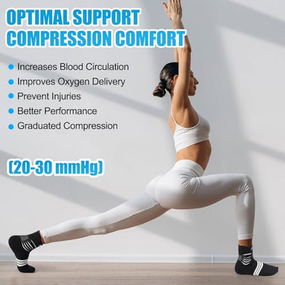 NEENCA Professional Compression Socks for Women Men Circulation, 20-30 mmHg - color: Black White, size: Large