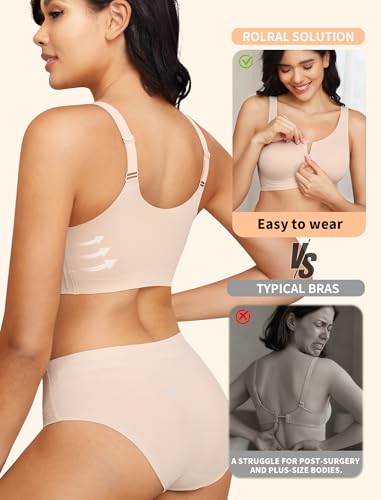 Zip Front Bra for Women Post Surgery, Mastectomy Recovery Bra | Front Closure Wireless Full Coverage - color: Nude, size: 3X-Large