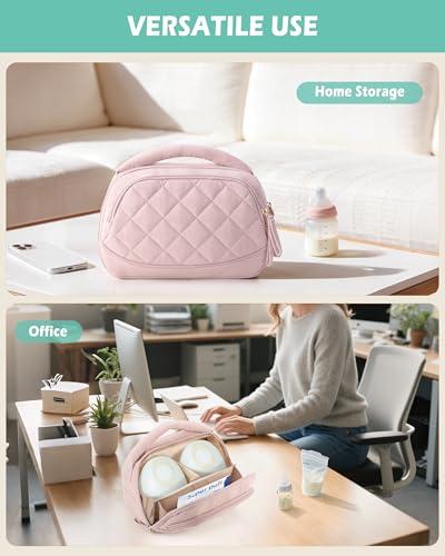 Wearable Breast Pump Bag Compatible with Momcozy and Eufy Pump - color: Pink