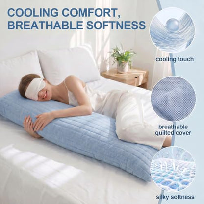 Swift Home Cooling Body Pillow, 20x54 Inch, Cool-to-Touch Reversible, Blue - color: Blue