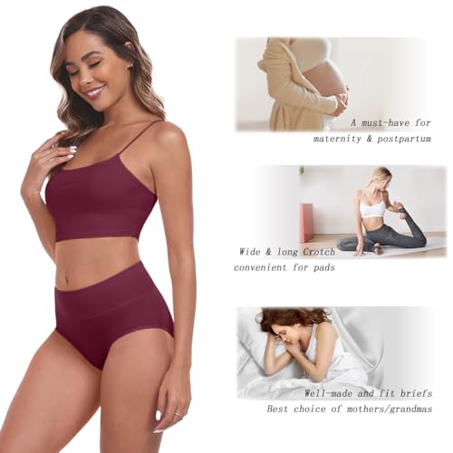 IWOLLENCE Womens Cotton Postpartum Underwear High Waisted Full Coverage Panties Plus Size & Regular - color: Multicolor-5pack-a2, size: Medium