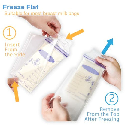 4 Pack Freeze Flat Breastmilk Storage Bag, Clear Breast Milk Bag Flattener