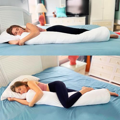 8x48 Round Body Pillow, Adjustable Bolster with Cover, Ruby - color: Ruby, size: Pillow & Cover