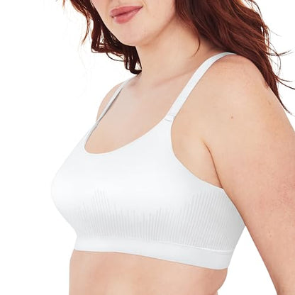Bali Women's Modern Seamless Bralette, Pullover Wireless Bralette with Adjustable Straps - color: White, size: Small