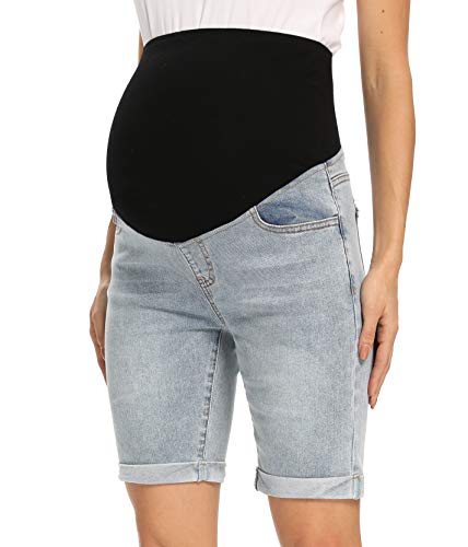 Foucome Women's Materntiy Bermuda Jean Shorts - color: 44# Blue, size: Small
