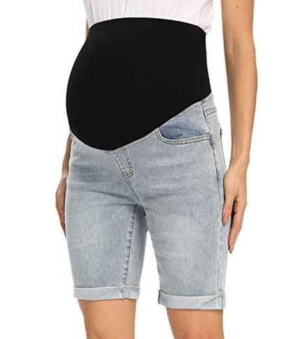 Foucome Women's Materntiy Bermuda Jean Shorts - color: 44# Blue, size: Small