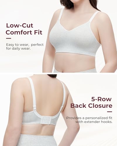 Momcozy Seamless U.S. Cotton Wireless Padded Bras for Women - color: Light Gray, size: Medium