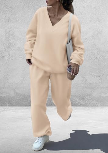 PRETTYGARDEN Womens 2 Piece Outfits Fall Sweatsuits - color: Beige, size: Medium
