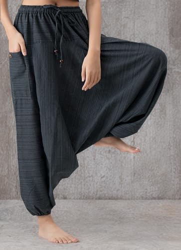 B BANGKOK PANTS Harem Pants Women Boho Cotton - color: Black, size: 16-20 Plus