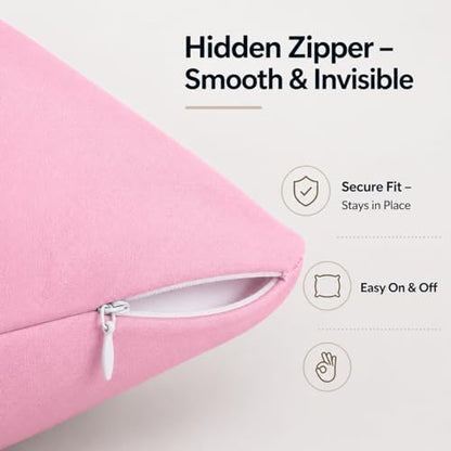 EVOLIVE Body Pillow Cover 21"x54", Microfiber, Hidden Zipper (Pink) - color: Pink