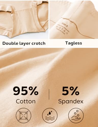 ALLBASE 5 Pack Womens Cotton High Waisted Full Coverage Underwear(Regular & Plus Size) - color: Beige-5pack, size: Medium