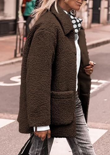 PRETTYGARDEN Women's Fleece Sherpa Coats Winter Outfits - color: Coffee, size: Small