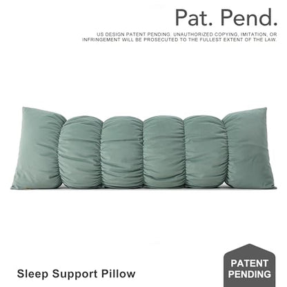 Pat. Pend. Segmented Body Pillow for Side Sleepers, 47 Inch, Green - color: Green, size: 47"*15.7"