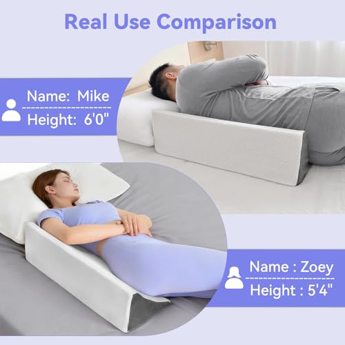 Vekkia Wedge Pillow for Side Sleeping, Back Support with High-Density Foam - color: White