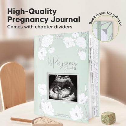 Pregnancy Journal, Pregnancy Announcements, 80 Pages Hard Cover Book (Sage) - color: Sage