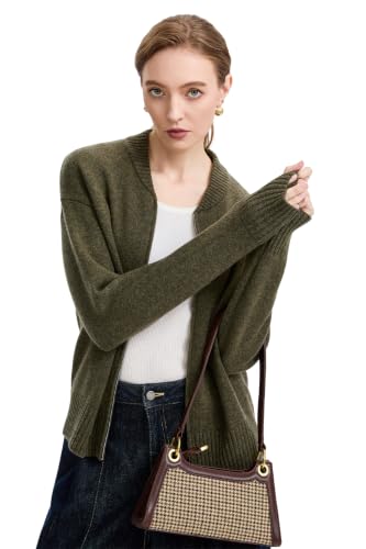 Cardigan Sweaters for Women - Baseball Collar Winter Sweater Jacket - color: Military Green, size: X-Small