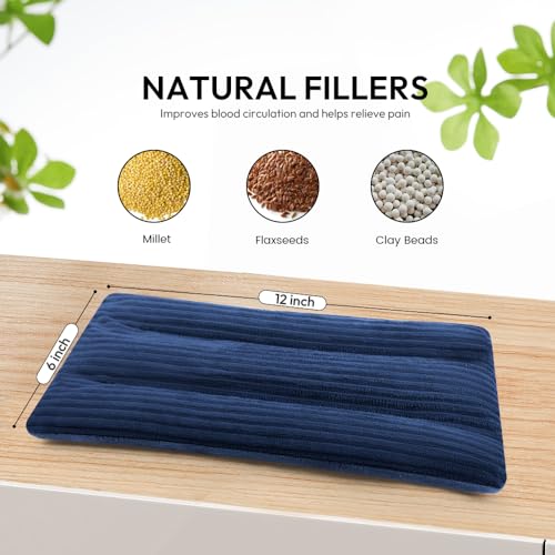 Mini Microwave Heating Pad - 2 Pack, Moist Heat Pack Pillow Warm Compress for Neck, Shoulders, Knee, Wrist, Abdomen (Dark Blue) - color: 6 X 12" Dark Blue - 2 Pack