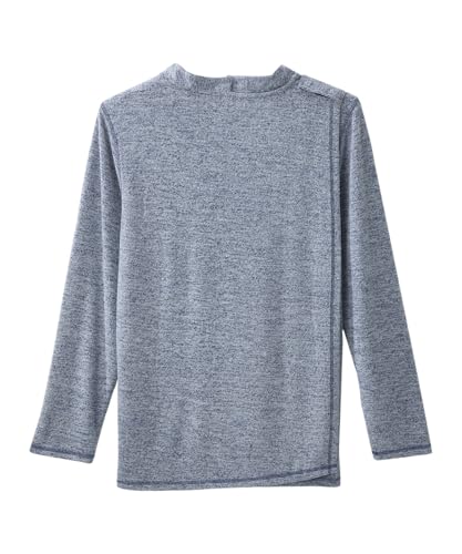 Silvert's Men's Open Back Long Sleeve Henley Shirt, Adaptive Assisted Dressing Top with Snap Closures - color: River Heather, size: Large