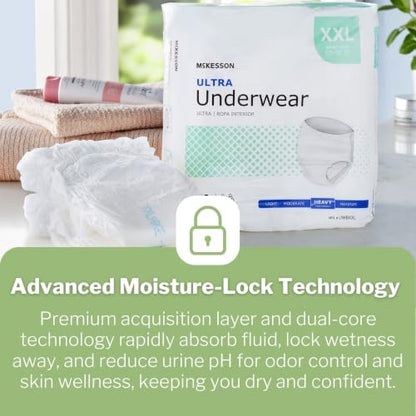 McKesson Ultra Adult Incontinence Underwear, Heavy Absorbency, 80 in, 48 ct - size: 2X-Large (48 Count)