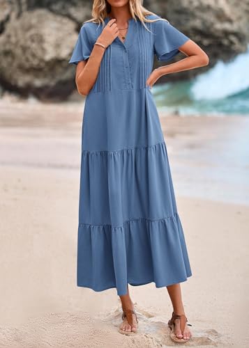 KIRUNDO Summer Maxi Dresses for Women 2026 - color: Blue, size: Small