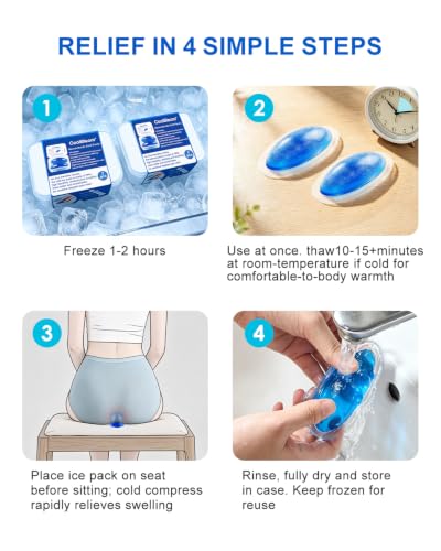 CoolBloom 2PC Hemorrhoid Ice Pack, Gel Pad Pain & Swelling Relief Women Men