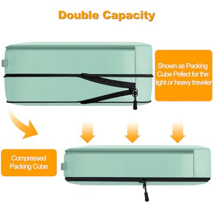 Lumesner 8 Set Compression Packing Cubes, Travel Suitcase Organizers - color: Green
