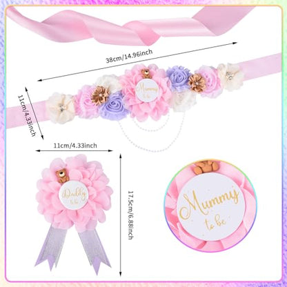Jspupifip Teddy Bear Maternity Sash & to Be Corsage Pin Set