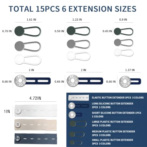 15PCS Button Extenders for Jeans,Pants Button Extender for Women Men,3Style - color: Style B_15PCS, 3 Styles