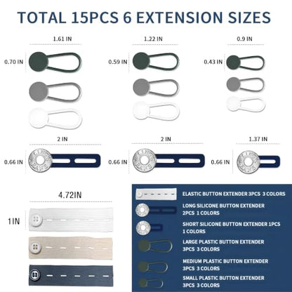 15PCS Button Extenders for Jeans,Pants Button Extender for Women Men,3Style - color: Style B_15PCS, 3 Styles