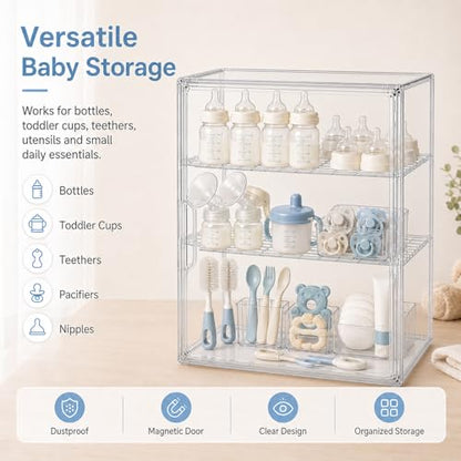 YESGIRL Clear Acrylic Baby Bottle Storage Organizer for Countertop Cabinet