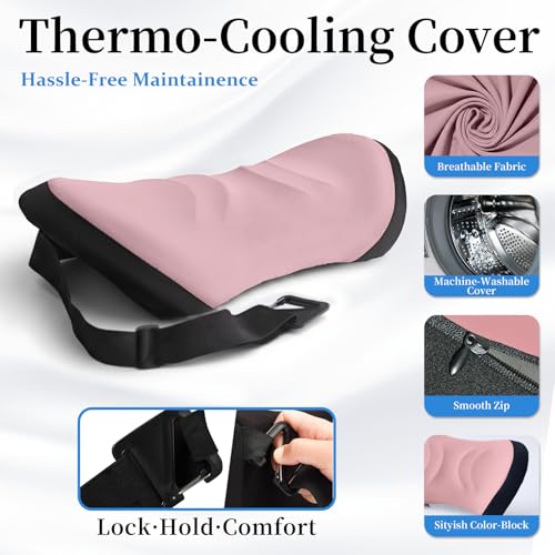 Memory Foam Lumbar Support Pillow for Office Chair and Car - color: A-black With Pink