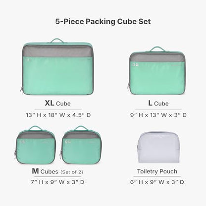 Traveler's Choice Cloverland Packing Cubes, 5-Piece Set, Mint - color: Mint
