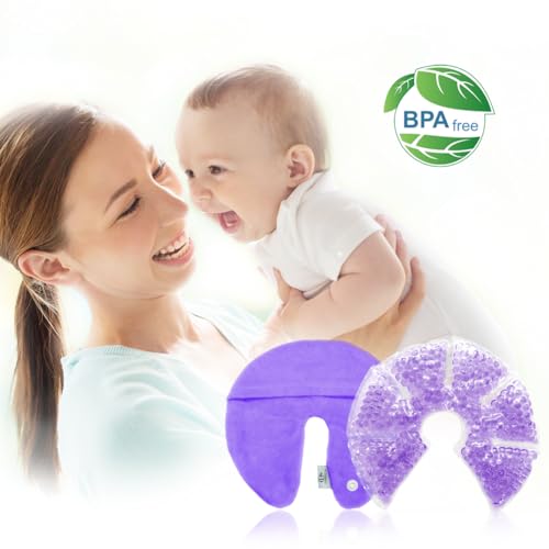 Hot Cold Gel Bead Breast Therapy Pack, Breast Ice Packs for Breastfeeding - color: #42 Purple