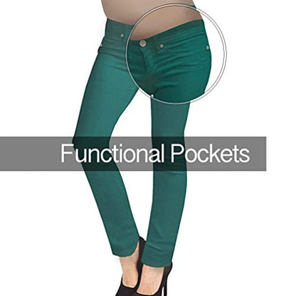 Hybrid & Company Women's Maternity Stretch Jeans - color: Jade, size: Large